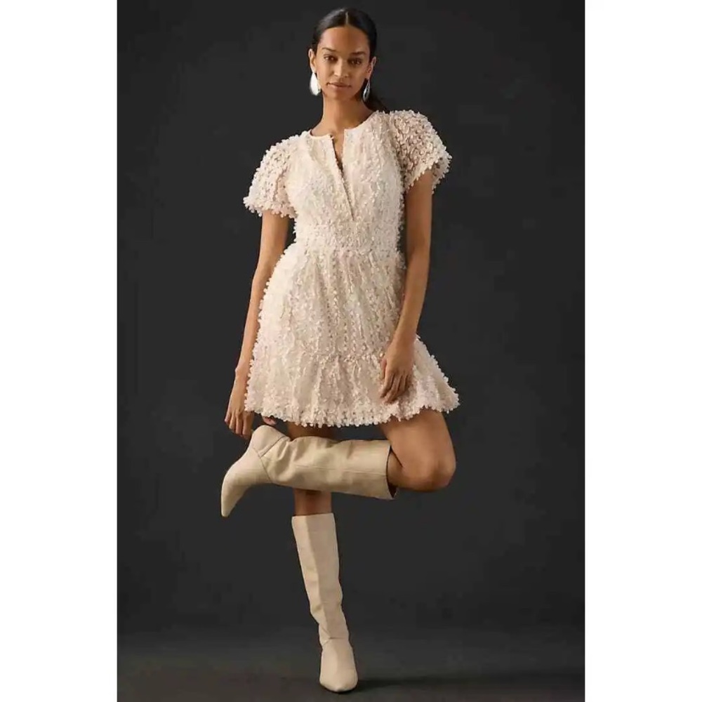 New Anthropologie Somerset mini dress floral appliqué edition size small